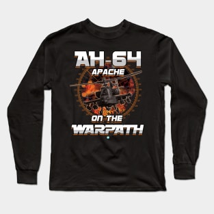 AH-64 Apache on the Warpath Helicopter Crew Gift Long Sleeve T-Shirt